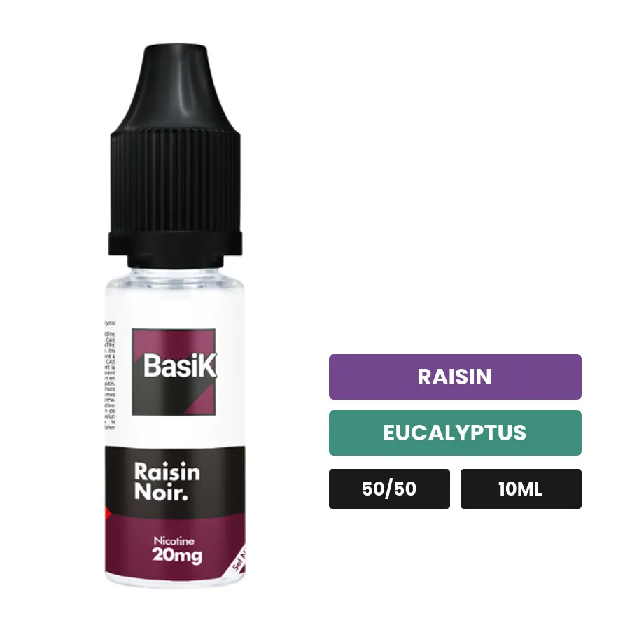 E-liquide Raisin Noir de Cloud Vapor, 10 ml, saveurs raisin et eucalyptus.