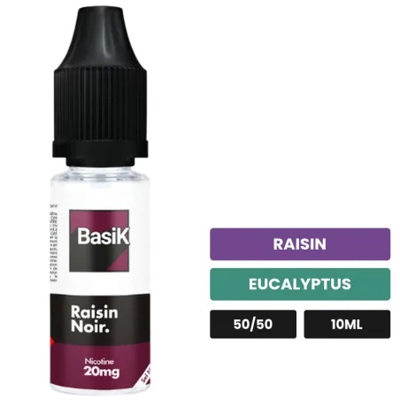 E-liquide Raisin Noir de Cloud Vapor, 10 ml, saveurs raisin et eucalyptus.