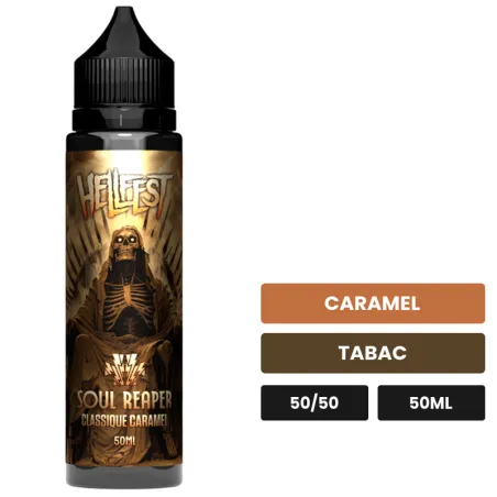 E-liquide Soul Reaper de Cloud Vapor, 50 ml, saveurs caramel et tabac.