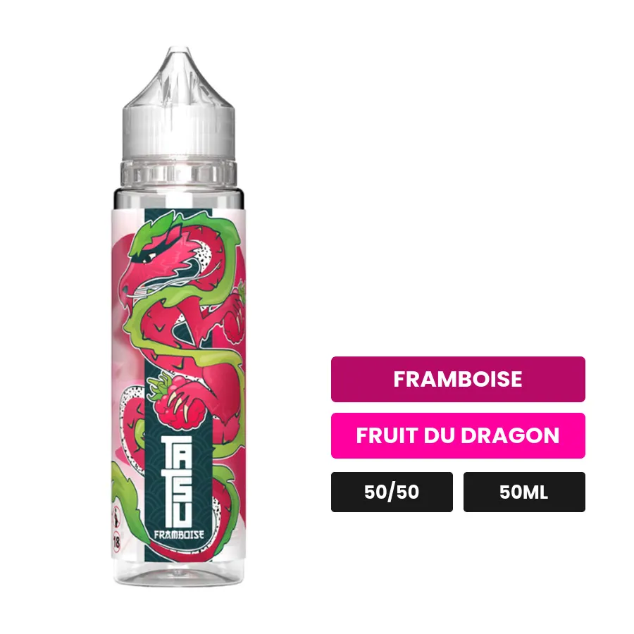E-liquide Framboise de Cloud Vapor, 50 ml, saveurs framboise et fruit du dragon.