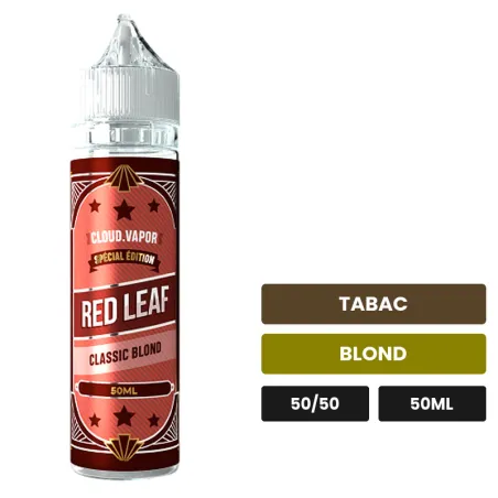 E-liquide Red Leaf de Cloud Vapor, 50 ml, saveurs tabac et blond.