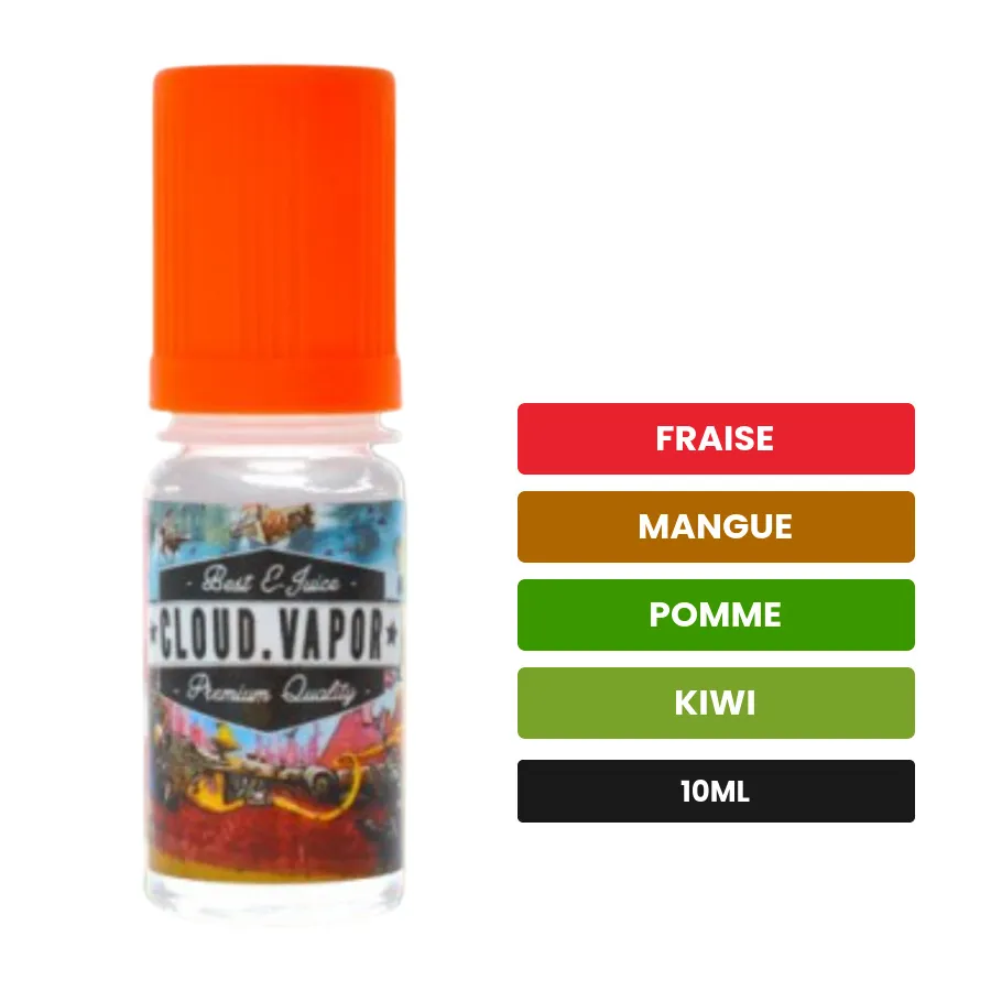 Arome concentre Prism de Cloud Vapor, 10 ml, saveurs fraise, mangue, pomme et 2 autres.