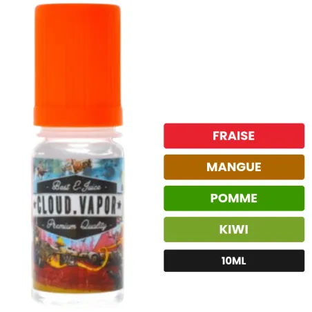 Arome concentre Prism de Cloud Vapor, 10 ml, saveurs fraise, mangue, pomme et 2 autres.