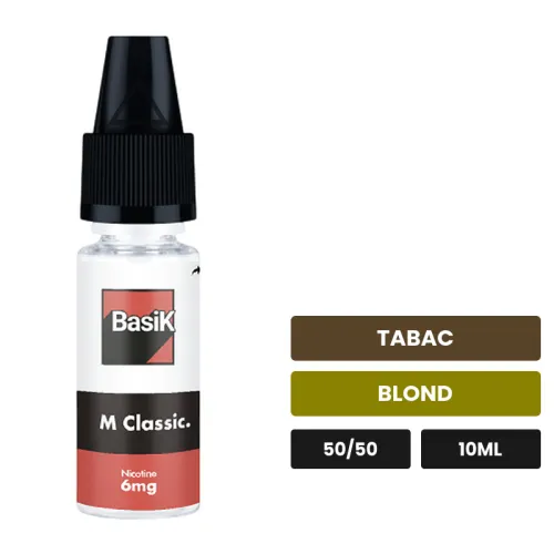 E-liquide M Classic de Cloud Vapor, 10 ml, saveurs tabac et blond.