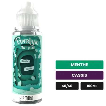 E-liquide Mint Flow d'Airmust, 100 ml, saveurs menthe et cassis.