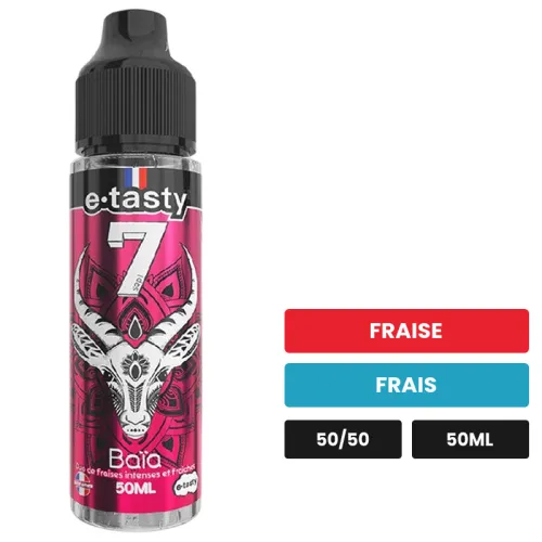 E-liquide Baia d'E.Tasty, 50 ml, saveurs fraise et frais, sans nicotine — prêt à booster de nicotine.