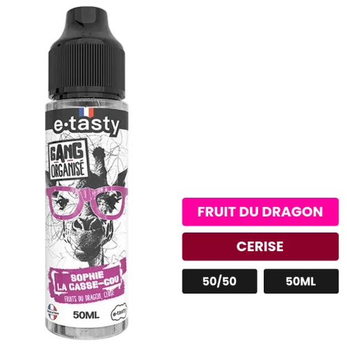 E-liquide Sophie La Casse-Cou d'E.Tasty, 50 ml, saveurs fruit du dragon et cerise, sans nicotine — prêt à booster de nicotine.