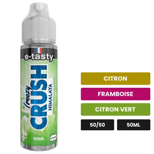 E-liquide Himalaya d'E.Tasty, 50 ml, saveurs citron, framboise et citron vert, sans nicotine — prêt à booster de nicotine.