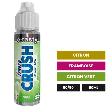 E-liquide Himalaya d'E.Tasty, 50 ml, saveurs citron, framboise et citron vert, sans nicotine — prêt à booster de nicotine.