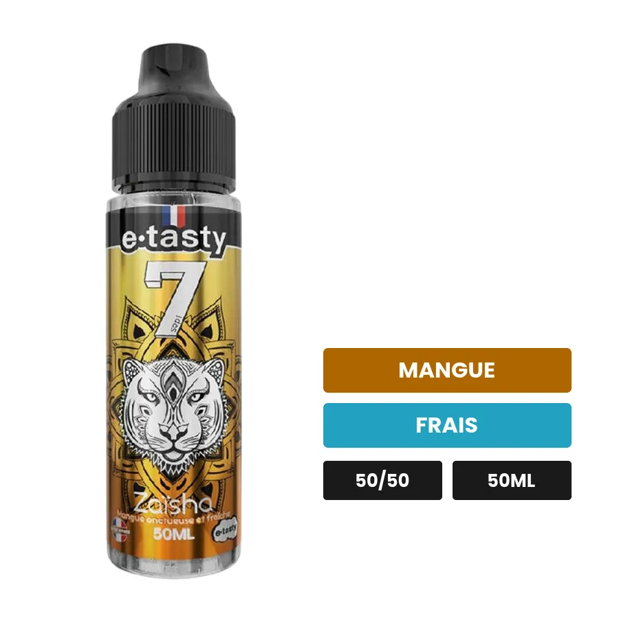 E-liquide Zaisha d'E.Tasty, 50 ml, saveurs mangue et frais, sans nicotine — prêt à booster de nicotine.