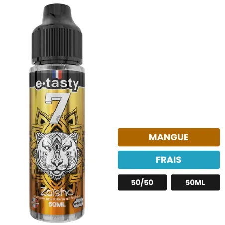 E-liquide Zaisha d'E.Tasty, 50 ml, saveurs mangue et frais, sans nicotine — prêt à booster de nicotine.