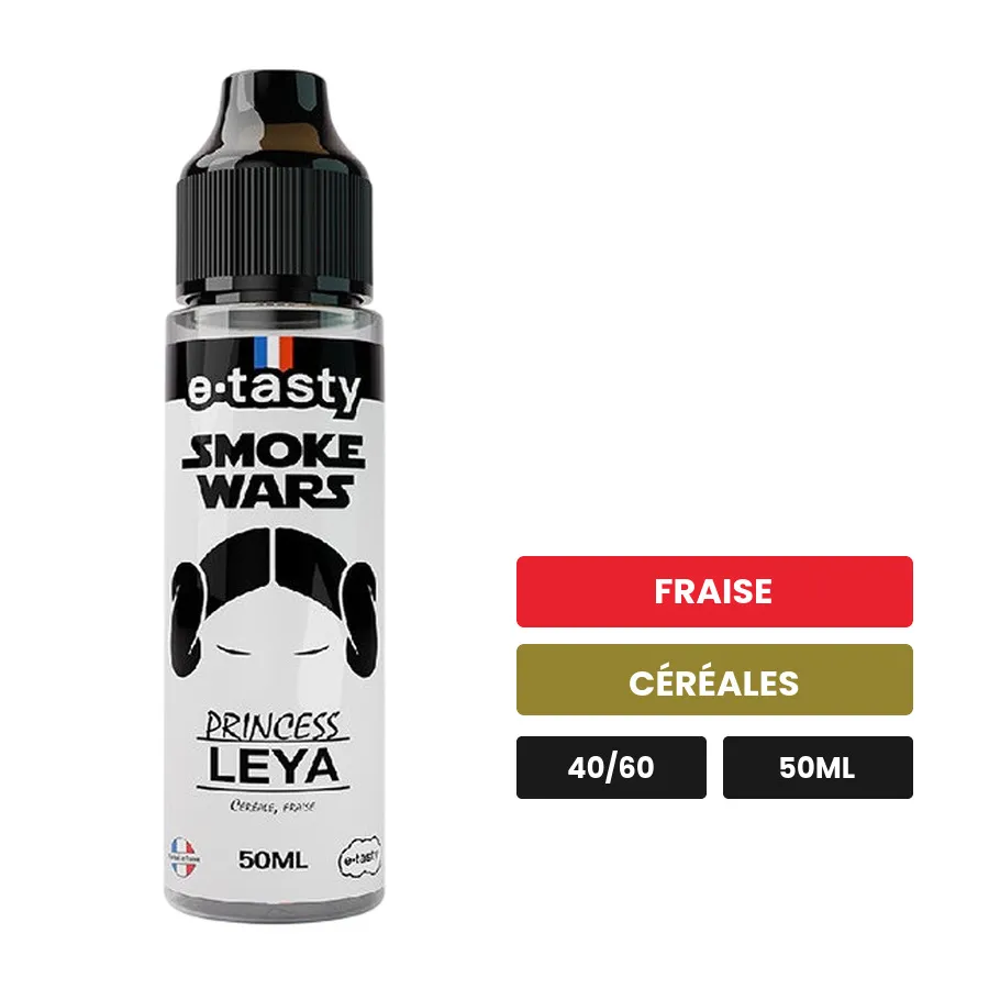E-liquide Princess Leya d'E.Tasty, 50 ml, saveurs fraise et céréales, sans nicotine — prêt à booster de nicotine.