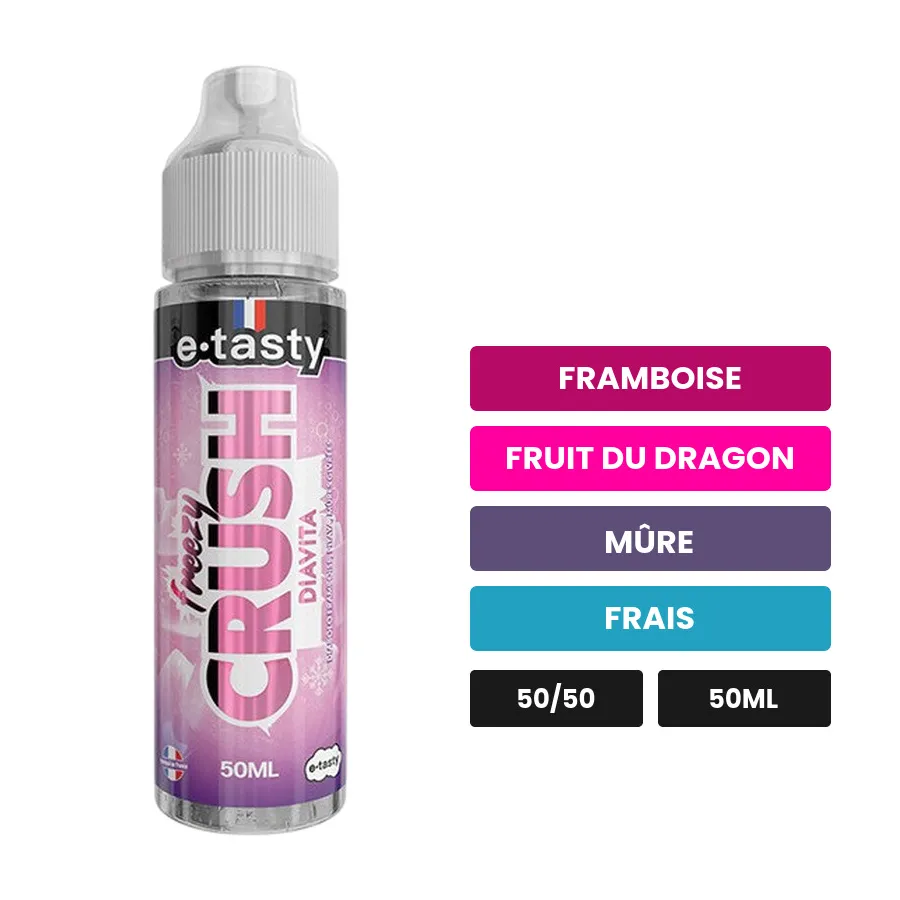 E-liquide Diavita d'E.Tasty, 50 ml, saveurs framboise, fruit du dragon, mûre et 1 autre, sans nicotine — prêt à booster de.
