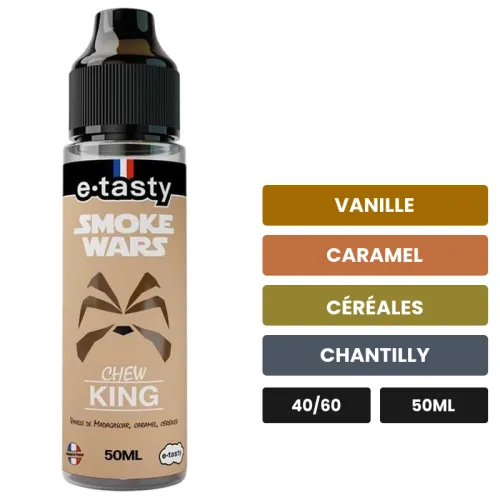 E-liquide Chew King d'E.Tasty, 50 ml, saveurs vanille, caramel, céréales et 1 autre, sans nicotine — prêt à booster de.
