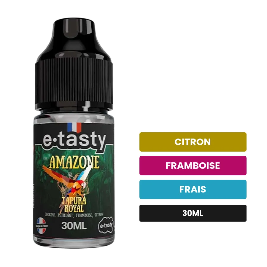 Arome concentre Japurá Royal d'E.Tasty, 30 ml, saveurs citron, framboise et frais, sans nicotine — arôme à diluer de nicotine.