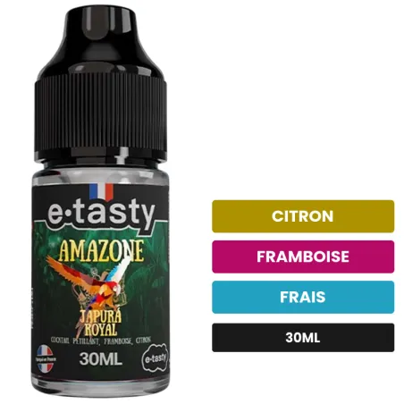 Arome concentre Japurá Royal d'E.Tasty, 30 ml, saveurs citron, framboise et frais, sans nicotine — arôme à diluer de nicotine.