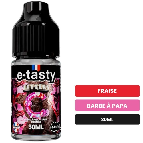 Arome concentre Letters C d'E.Tasty, 30 ml, saveurs fraise et barbe à papa, sans nicotine — arôme à diluer de nicotine.