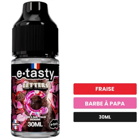 Arome concentre Letters C d'E.Tasty, 30 ml, saveurs fraise et barbe à papa, sans nicotine — arôme à diluer de nicotine.