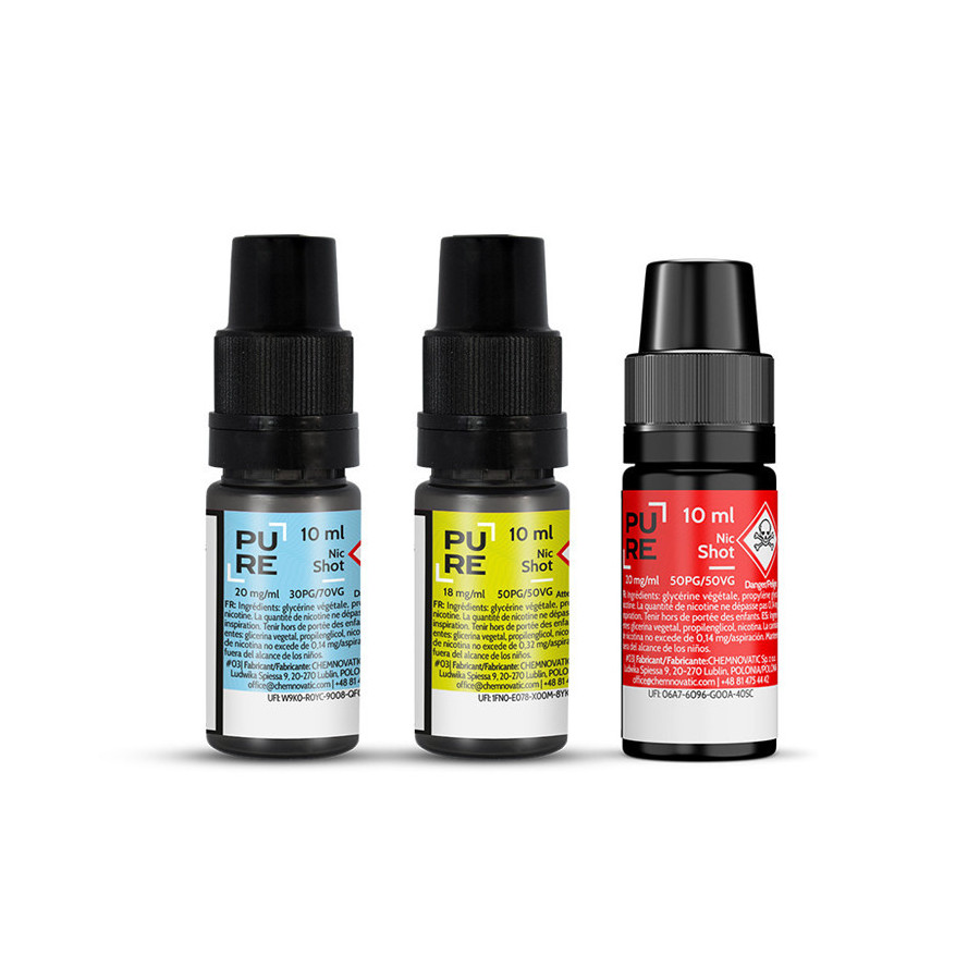 Booster de nicotine NicSalt 10ml PURE (100 pièces)