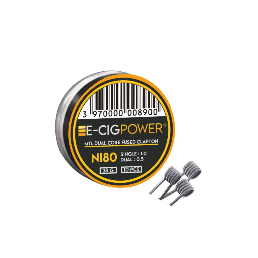 Ni80 MTL Dual Core Fused Clapton par 10 E Cig Power