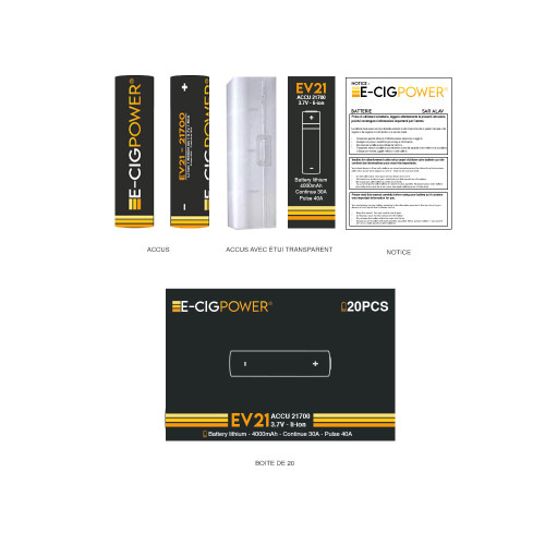Accus EV21 21700 4000mAh E Cig Power