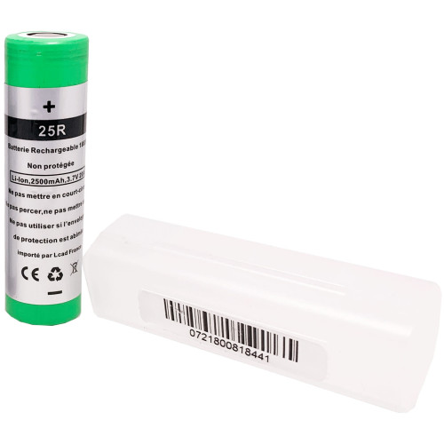 Accu 25R INR 18650 2500mAh + Etui de Protection