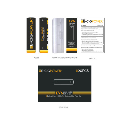 E Cig Power Accus EV6 18650 3000mAh