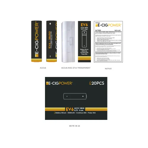 E Cig Power Accus EV6 18650 3000mAh