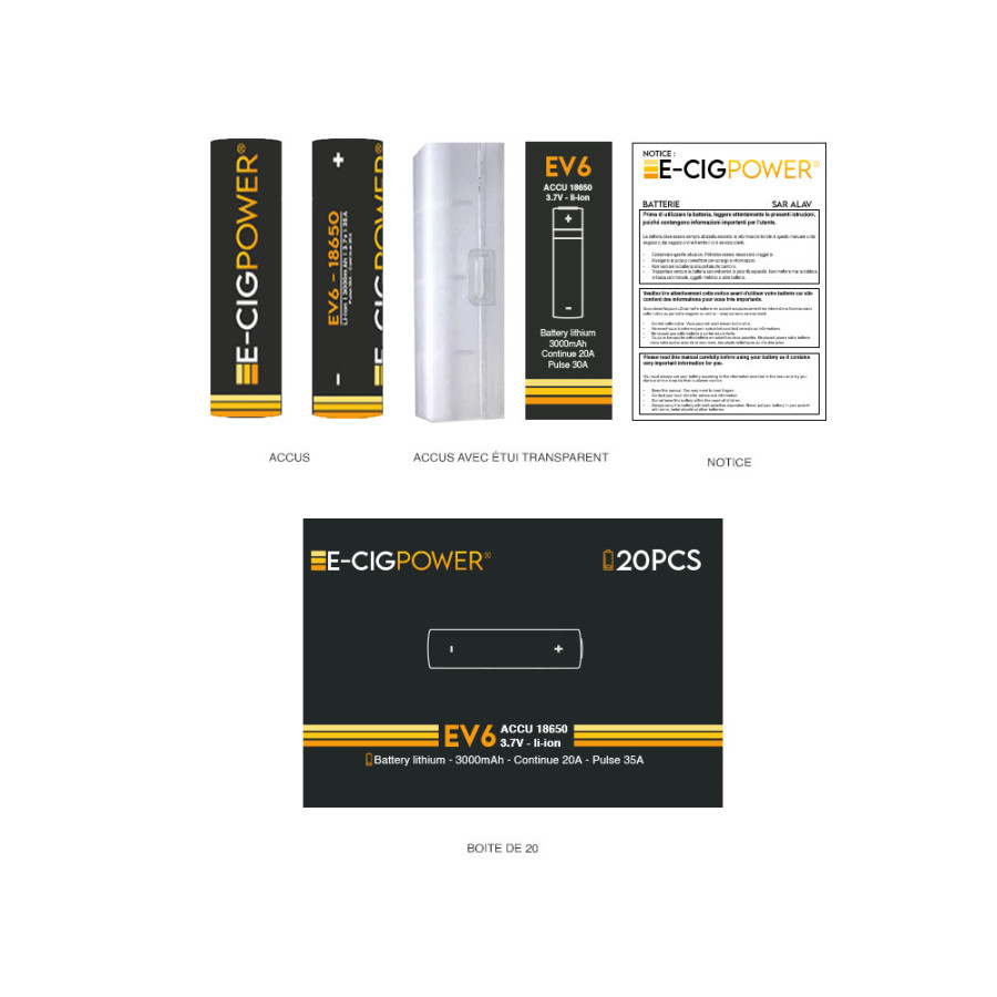 E Cig Power Accus EV6 18650 3000mAh