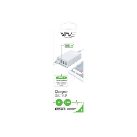 Chargeur Secteur 5 ports USA A 8A Wave Concept