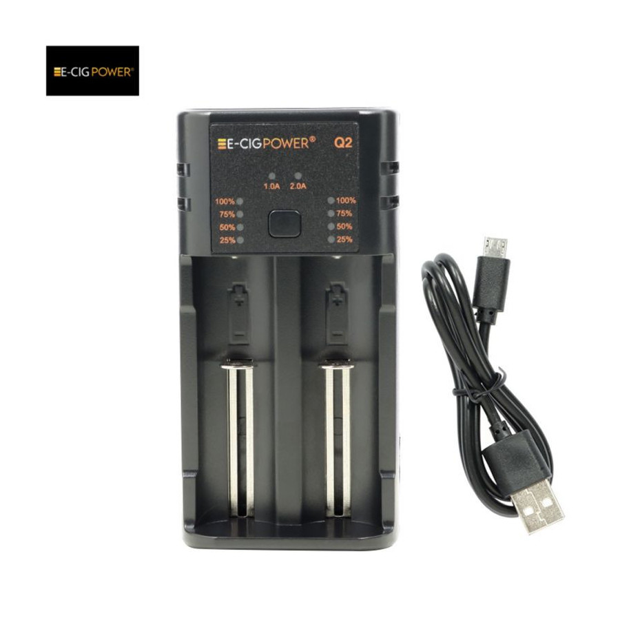 Q2 Chargeur de batterie Li ion avec LED et Micro USB E Cig Power