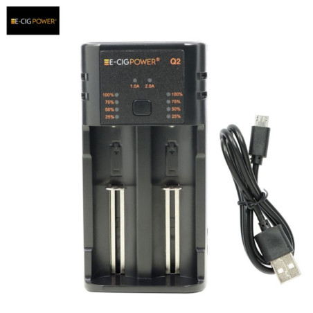 Q2 Chargeur de batterie Li ion avec LED et Micro USB E Cig Power