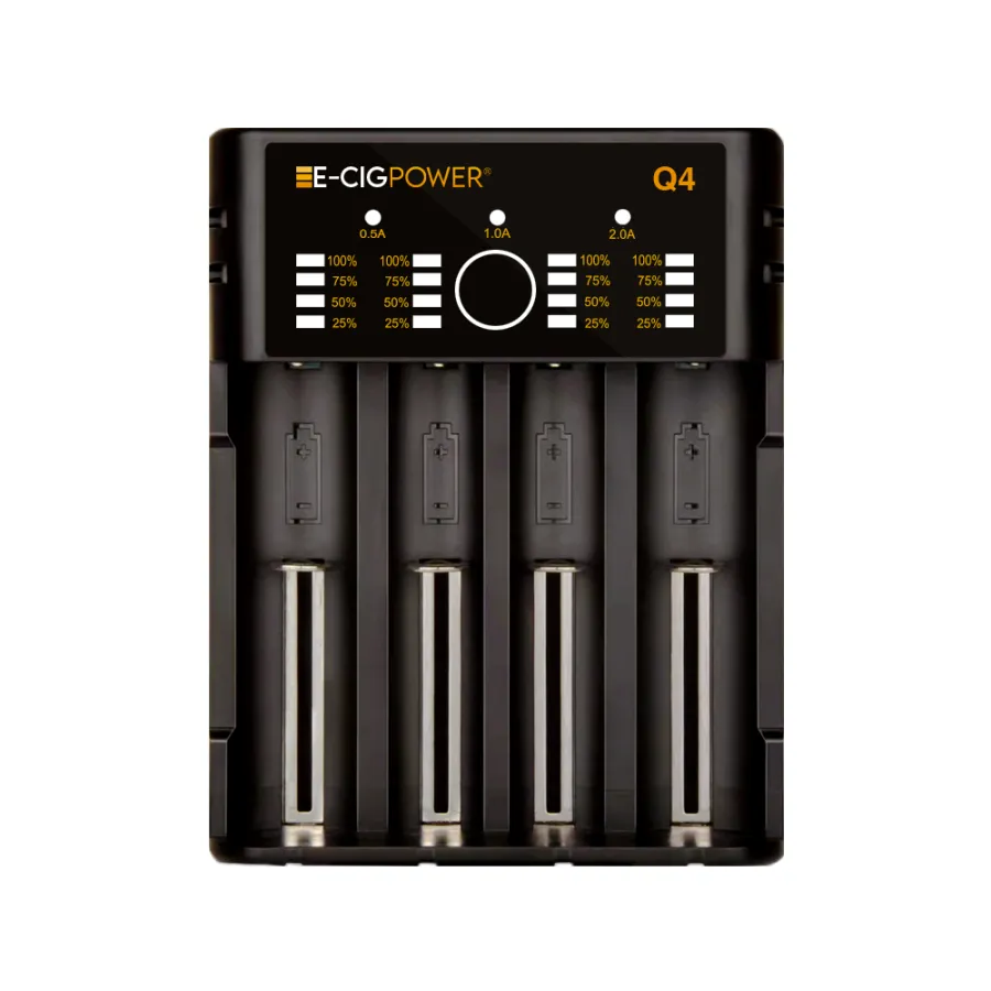 Q4 Chargeur de batterie Li ion avec LED et Micro USB E Cig Power