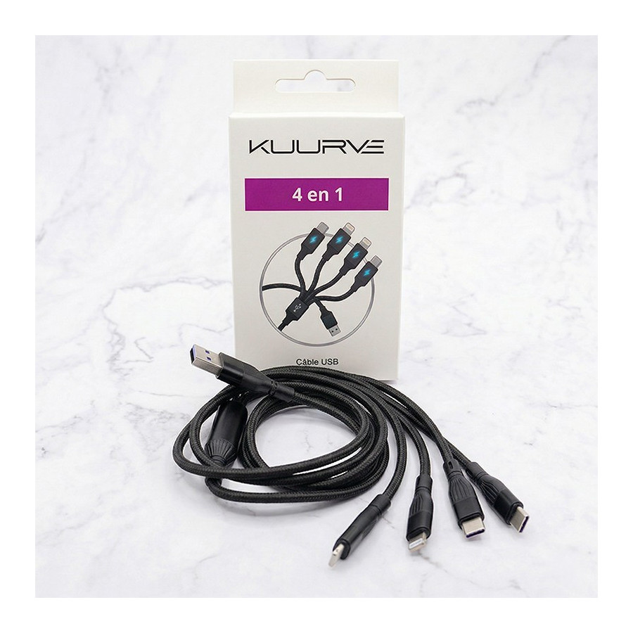 CÂBLE USB 4 EN 1 KUURVE