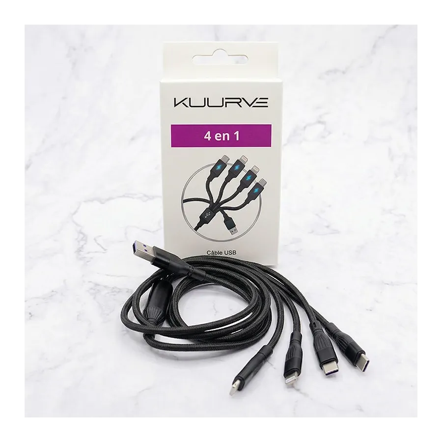 CÂBLE USB 4 EN 1 KUURVE