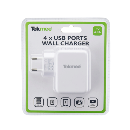 Prise Secteur 4 ports USB 4.8A Tekmee