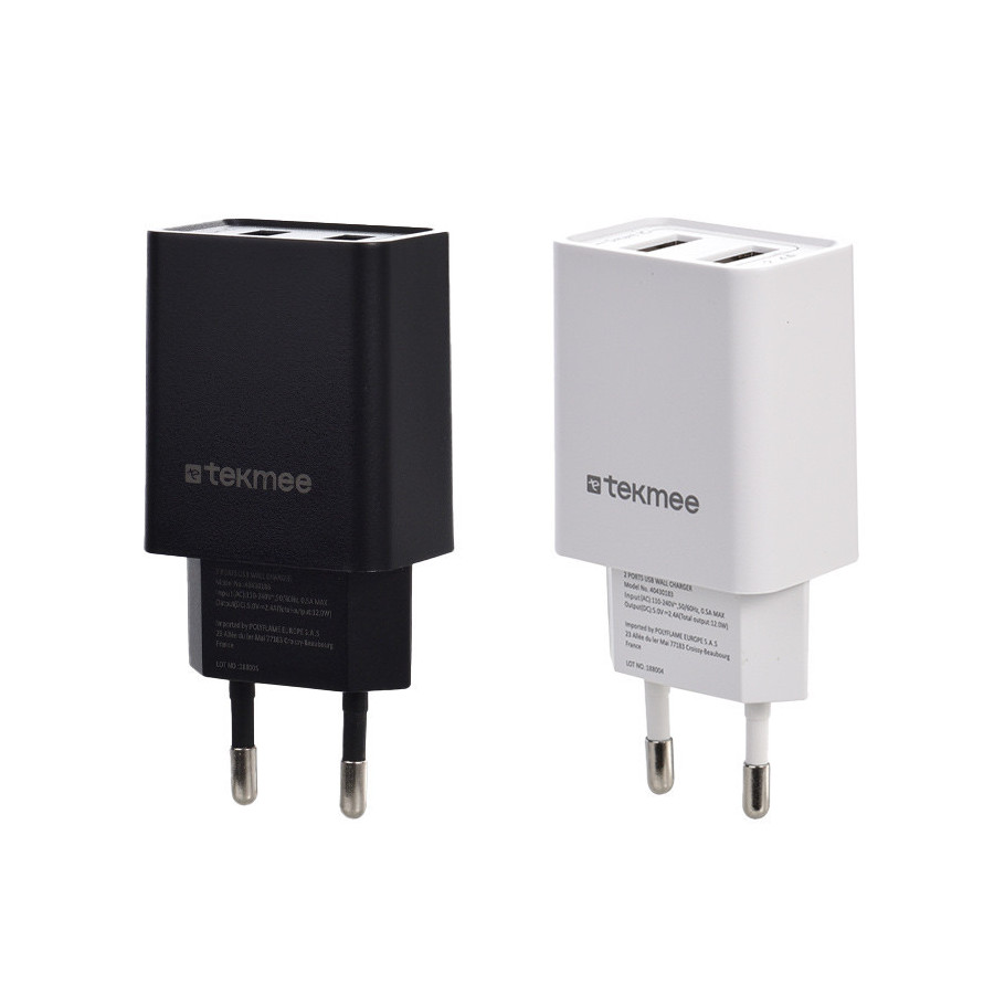 Prise Secteur 2 ports USB 2.4A Tekmee