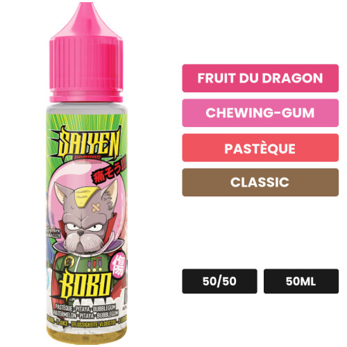 E-liquide Bobo de Swoke, 50 ml, saveurs fruit du dragon, chewing-gum, pastèque et 1 autre.