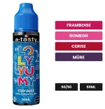 E-liquide Tiny Blue d'E.Tasty, 50 ml, saveurs framboise, bonbon, cerise et 2 autres.