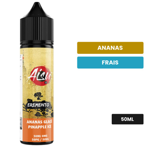E-liquide Ananas Glace d'Aisu, 50 ml, saveurs ananas et frais.
