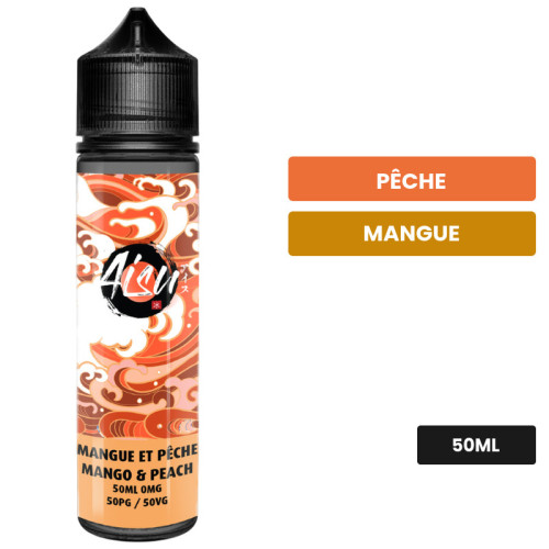 E-liquide Mango Peach d'Aisu, 50 ml, saveurs pêche et mangue.