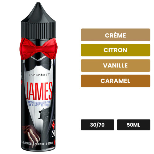 E-liquide James de Swoke, 50 ml, saveurs crème, citron, vanille et 3 autres.