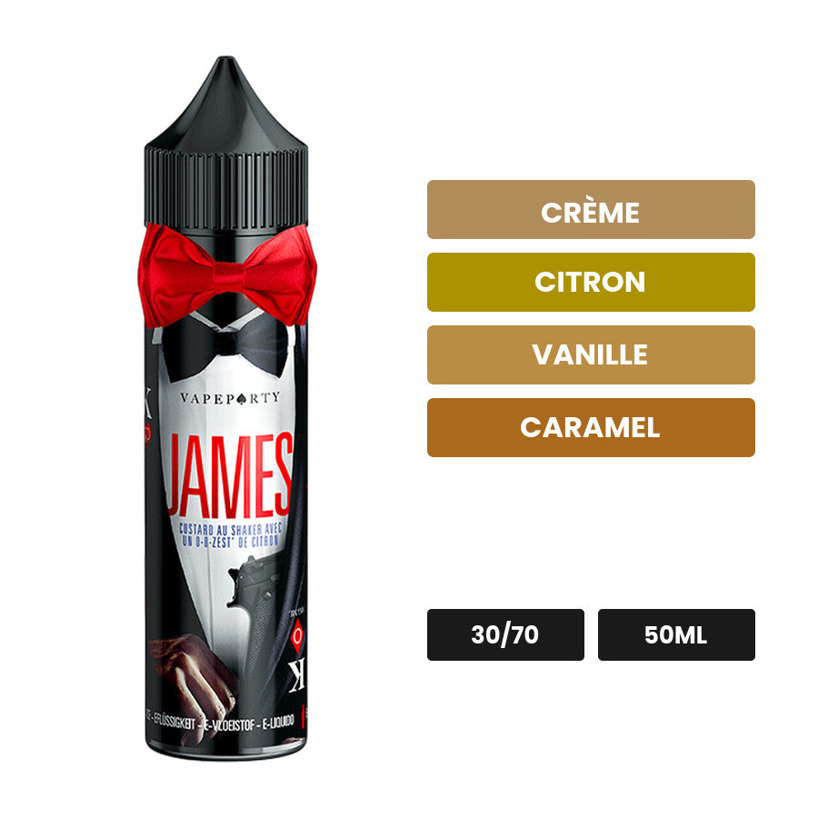E-liquide James de Swoke, 50 ml, saveurs crème, citron, vanille et 3 autres.