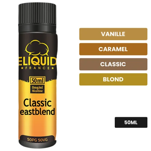 E-liquide Classic Eastblend d'Eliquid France, 50 ml, saveurs vanille, caramel, classic et 1 autre.