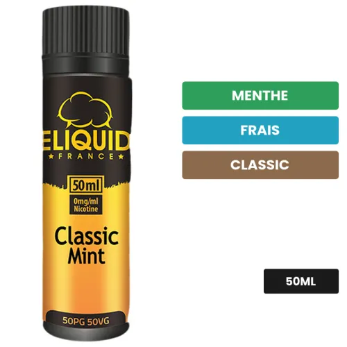 E-liquide Classic Mint d'Eliquid France, 50 ml, saveurs menthe, frais et classic.