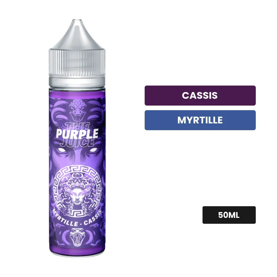 E-liquide Purple de The MDS Juice, 50 ml, saveurs cassis et myrtille.