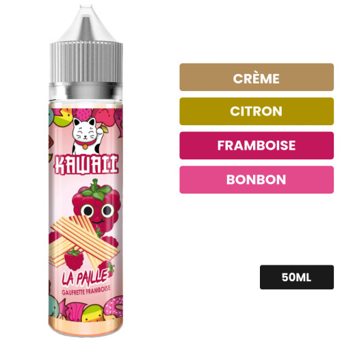 E-liquide La Paille de Kawaii, 50 ml, saveurs crème, citron, framboise et 4 autres.