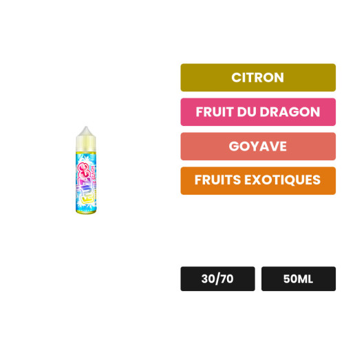 E-liquide Summer Beach d'Eliquid France, 50 ml, saveurs citron, fruit du dragon, goyave et 2 autres.