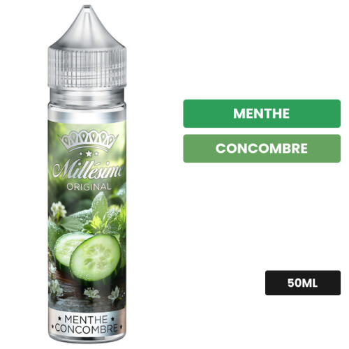 E-liquide Menthe Concombre de Millésime, 50 ml, saveurs menthe et concombre.