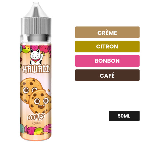 E-liquide Cookies de Kawaii, 50 ml, saveurs crème, citron, bonbon et 4 autres.